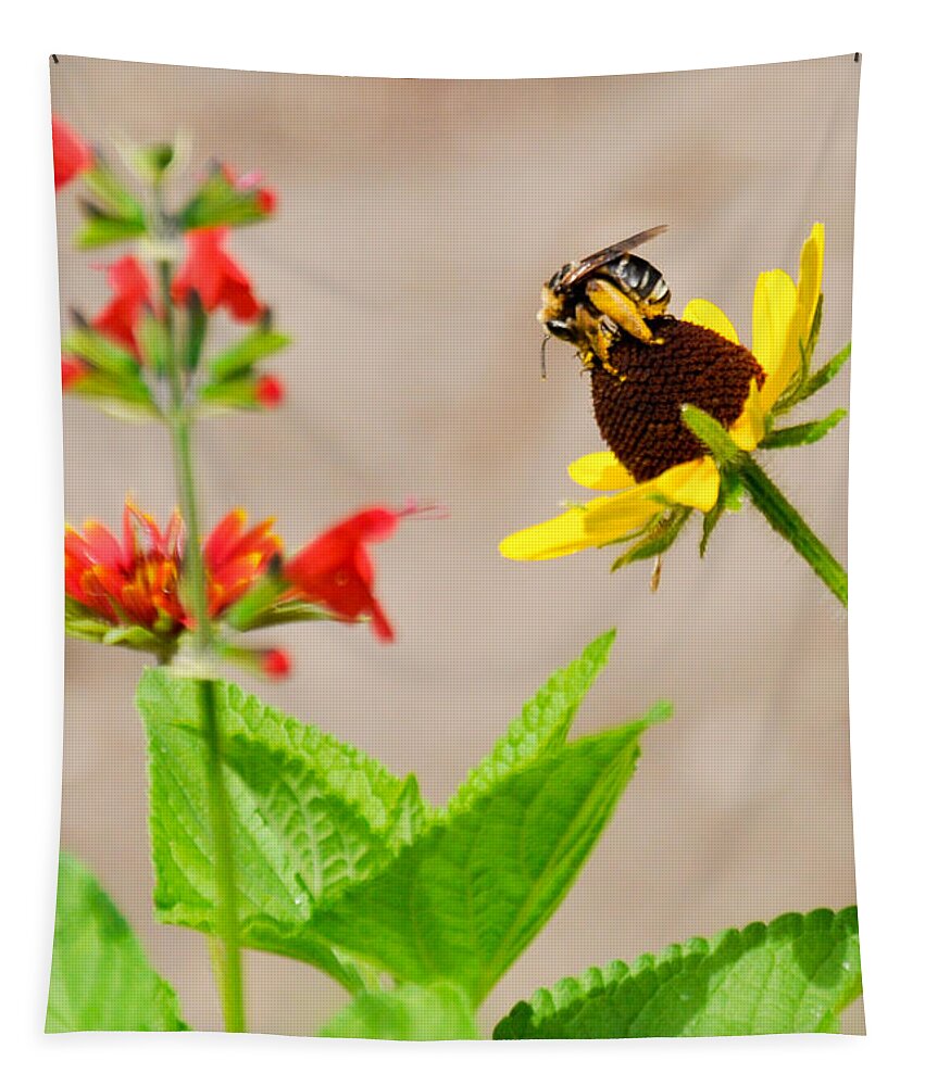 Bee Tapestry featuring the photograph On Top of the World by Cheryl McClure