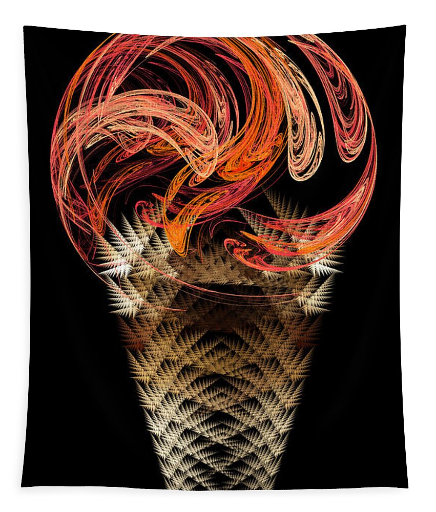 Food Tapestry featuring the digital art Orange Ice Cream Cone by Andee Design