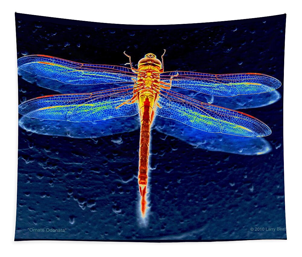 Dragonfly Tapestry featuring the digital art Ornate Odonata by Larry Beat