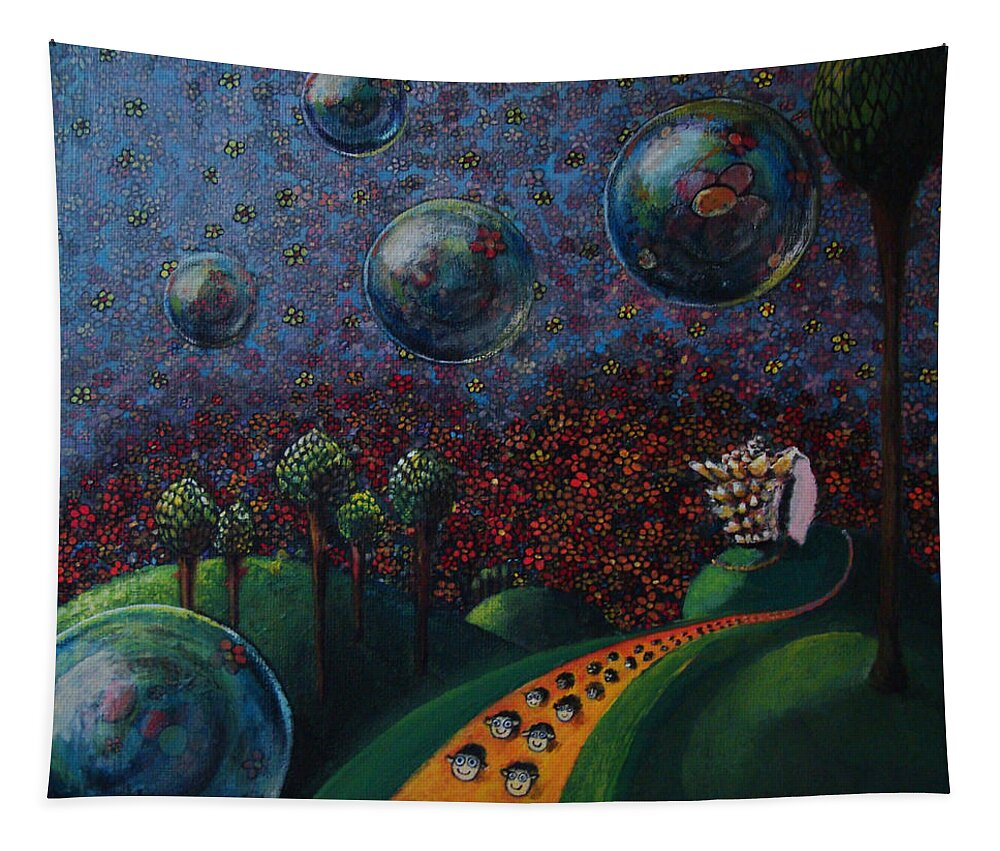 Flowers Tapestry featuring the painting Out of Her Shell by Mindy Huntress