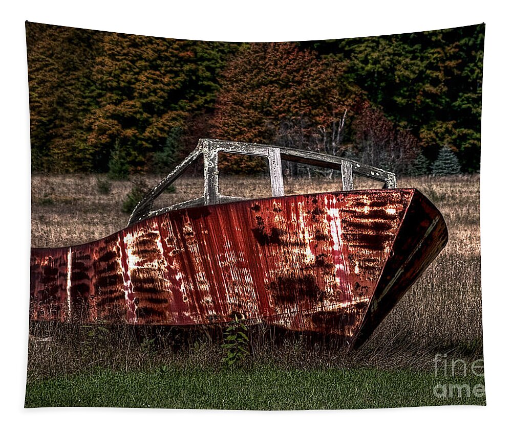 Boat Tapestry featuring the photograph Out To Pasture by Terry Doyle