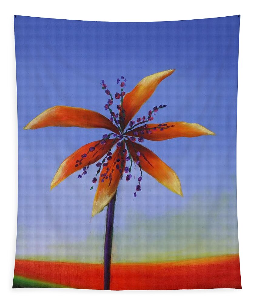 Palm Tree Tapestry featuring the painting Palm Tree Series 12 by Karin Eisermann