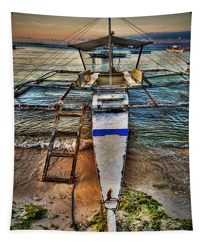 Yhun Suarez Tapestry featuring the photograph Panglao Island Boat by Yhun Suarez