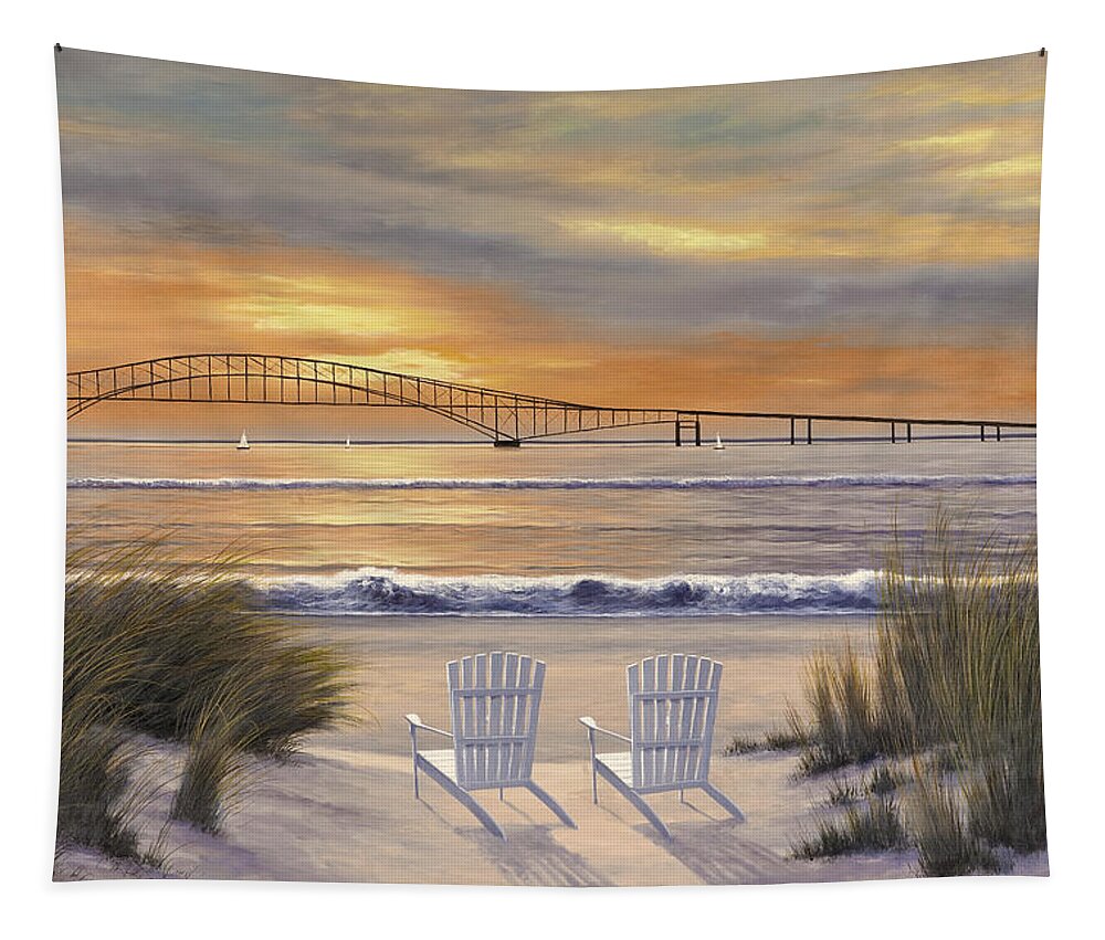 Bridge Tapestry featuring the painting Paradise Dreams by Diane Romanello