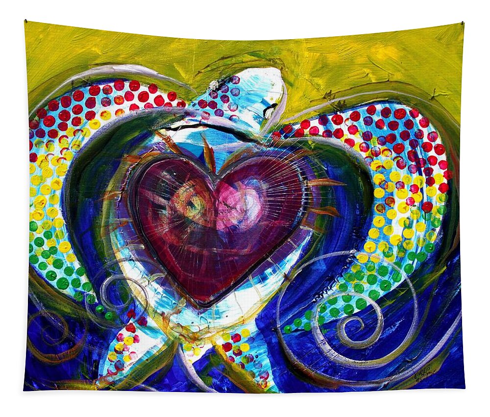 Sea Tapestry featuring the painting Pastel Turtle Heart by J Vincent Scarpace