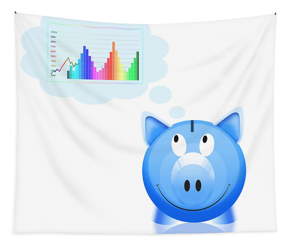 Accumulation Tapestry featuring the photograph Piggy Bank With Graph by Setsiri Silapasuwanchai