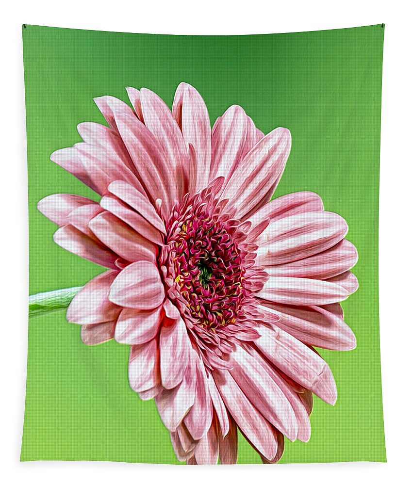 Daisy Tapestry featuring the photograph Pinky On Lime by Bill and Linda Tiepelman