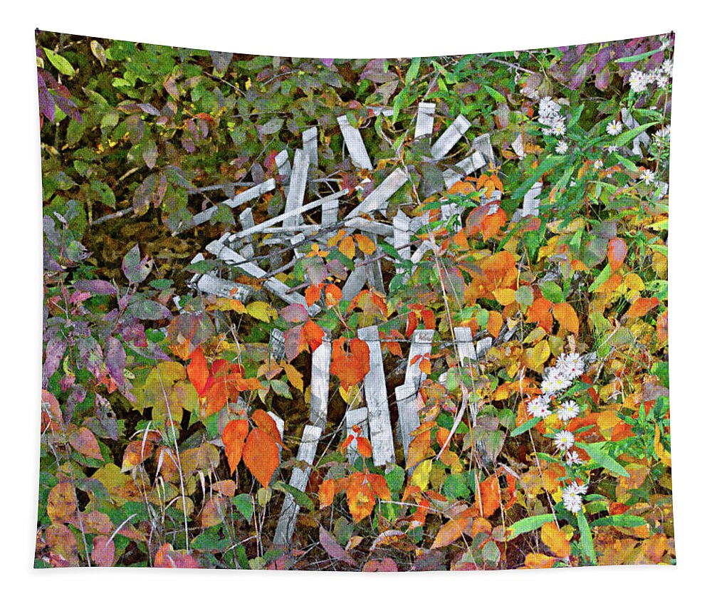 Fall Tapestry featuring the painting Poison Ivy and Pickets by Peter J Sucy