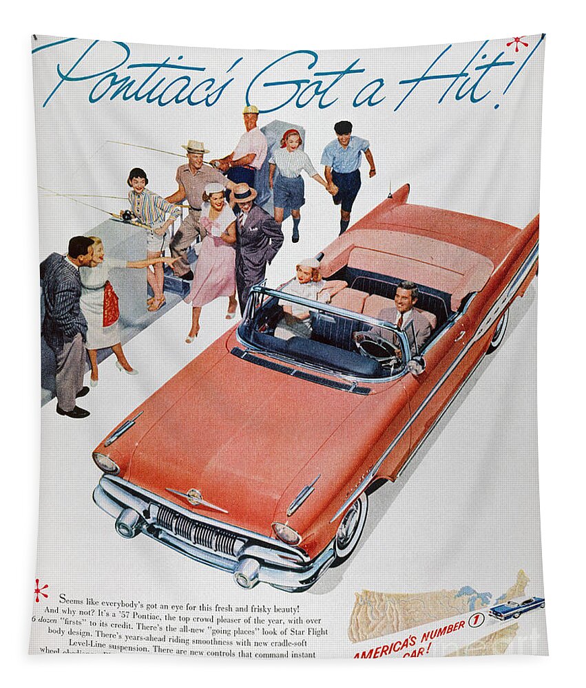 1957 Tapestry featuring the photograph Pontiac Advertisement 1957 by Granger
