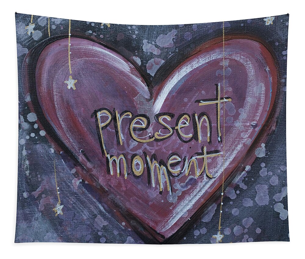 Heart Tapestry featuring the painting Present Moment Heart by Laurie Maves ART