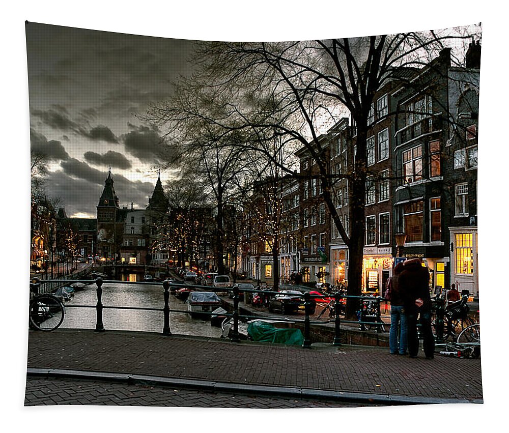 Holland Amsterdam Tapestry featuring the photograph Prinsengracht and Spiegelgracht. Amsterdam by Juan Carlos Ferro Duque