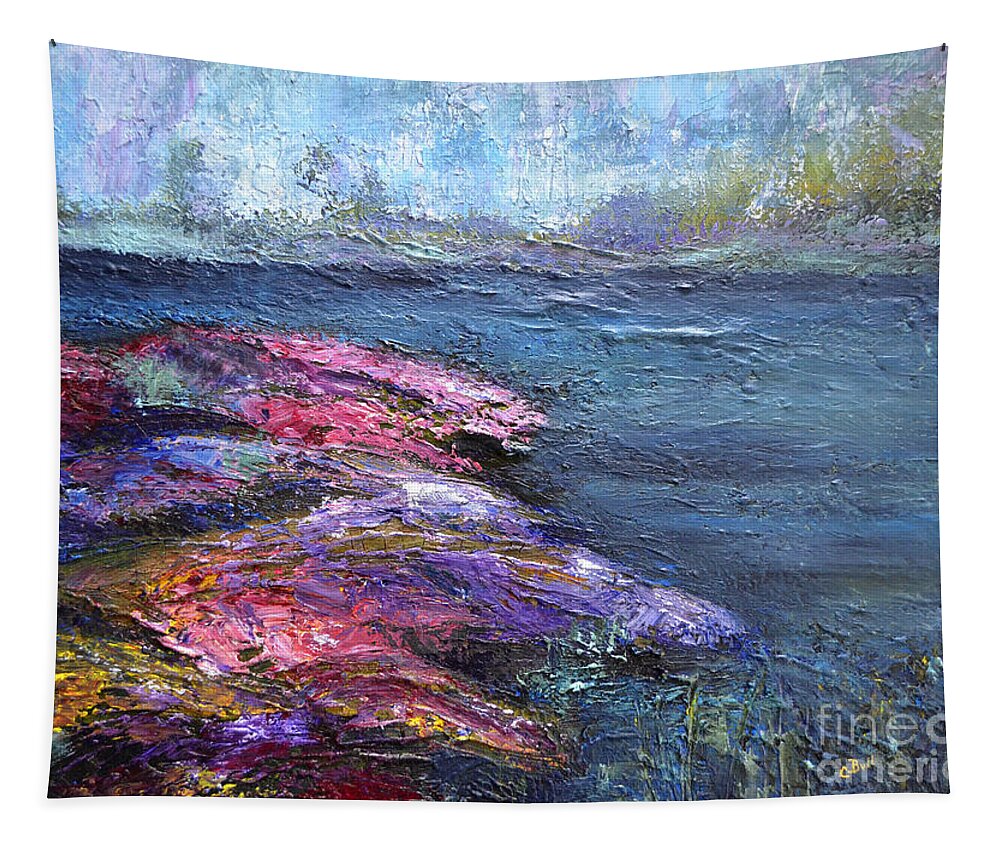 Rocks Tapestry featuring the painting Rainbow Rocks by Claire Bull