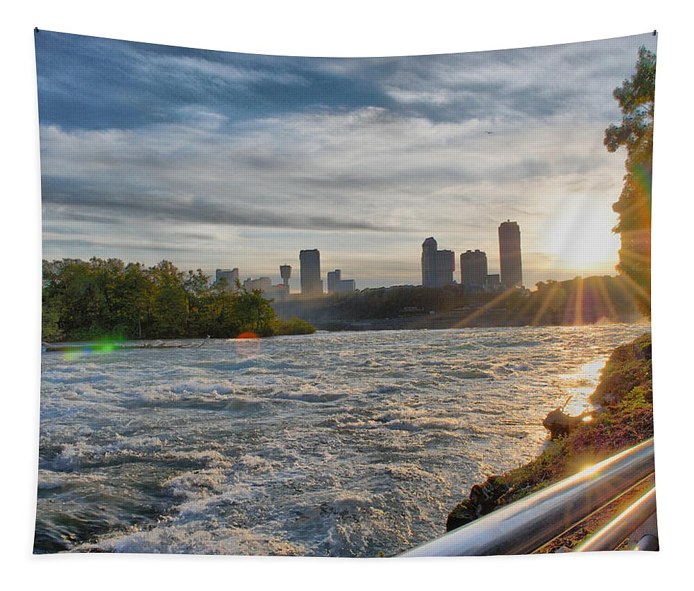  Tapestry featuring the photograph Rapids Sunset by Michael Frank Jr