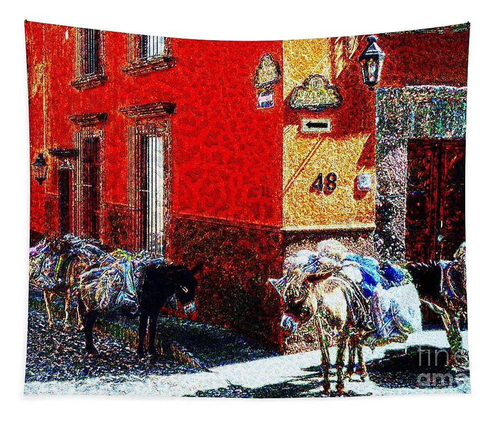 Donkeys Tapestry featuring the photograph Ready To Look For Gold In The Sierra Madre by John Kolenberg