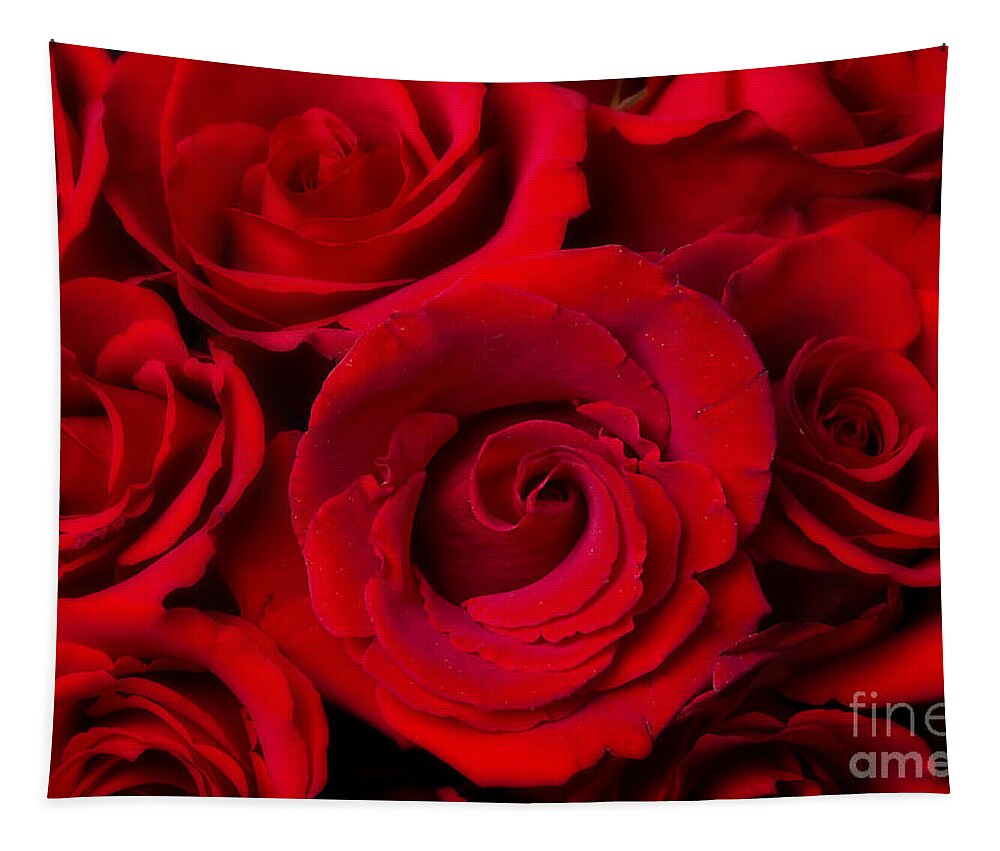 Anniversary Tapestry featuring the photograph Red Rose Bouquet Dream by James BO Insogna