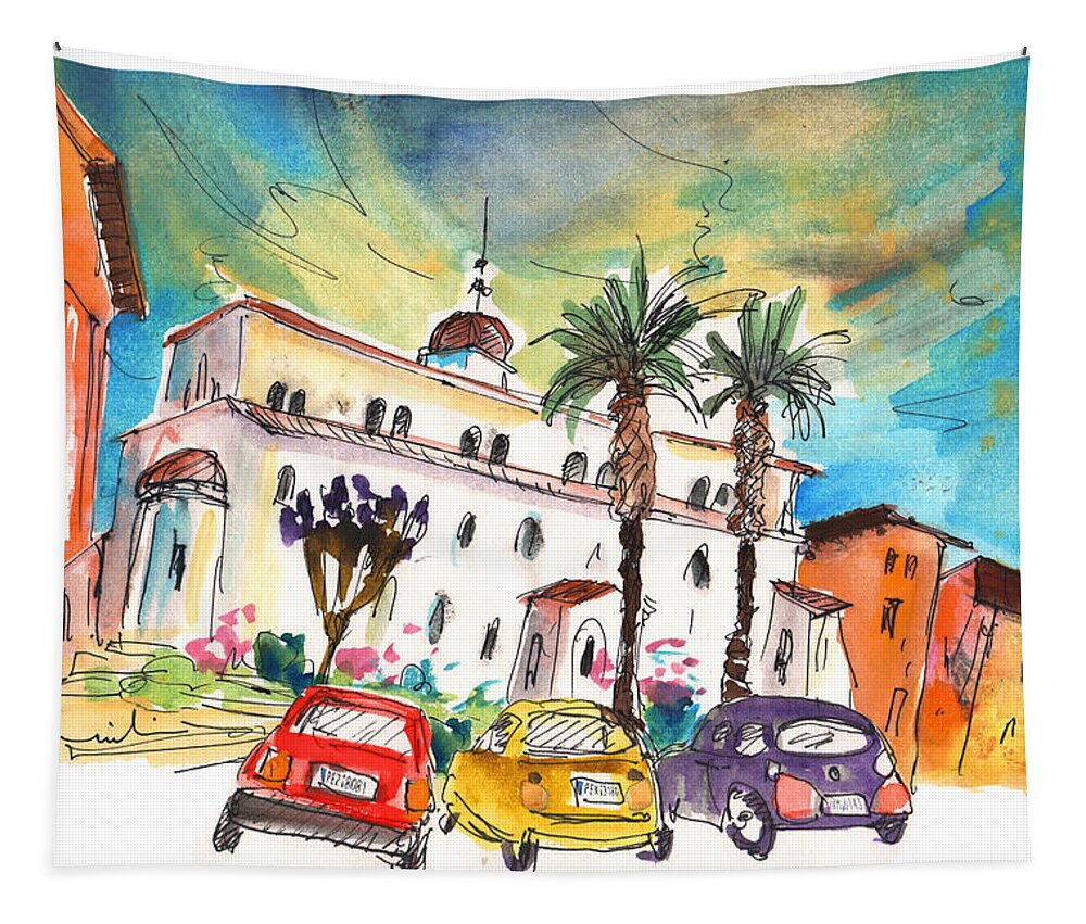 Travel Art Tapestry featuring the painting Rethymno 01 by Miki De Goodaboom