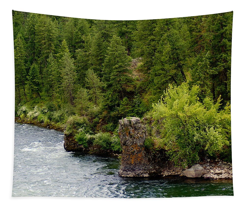 Spokane River Tapestry featuring the photograph Rockin the Spokane River by Ben Upham III