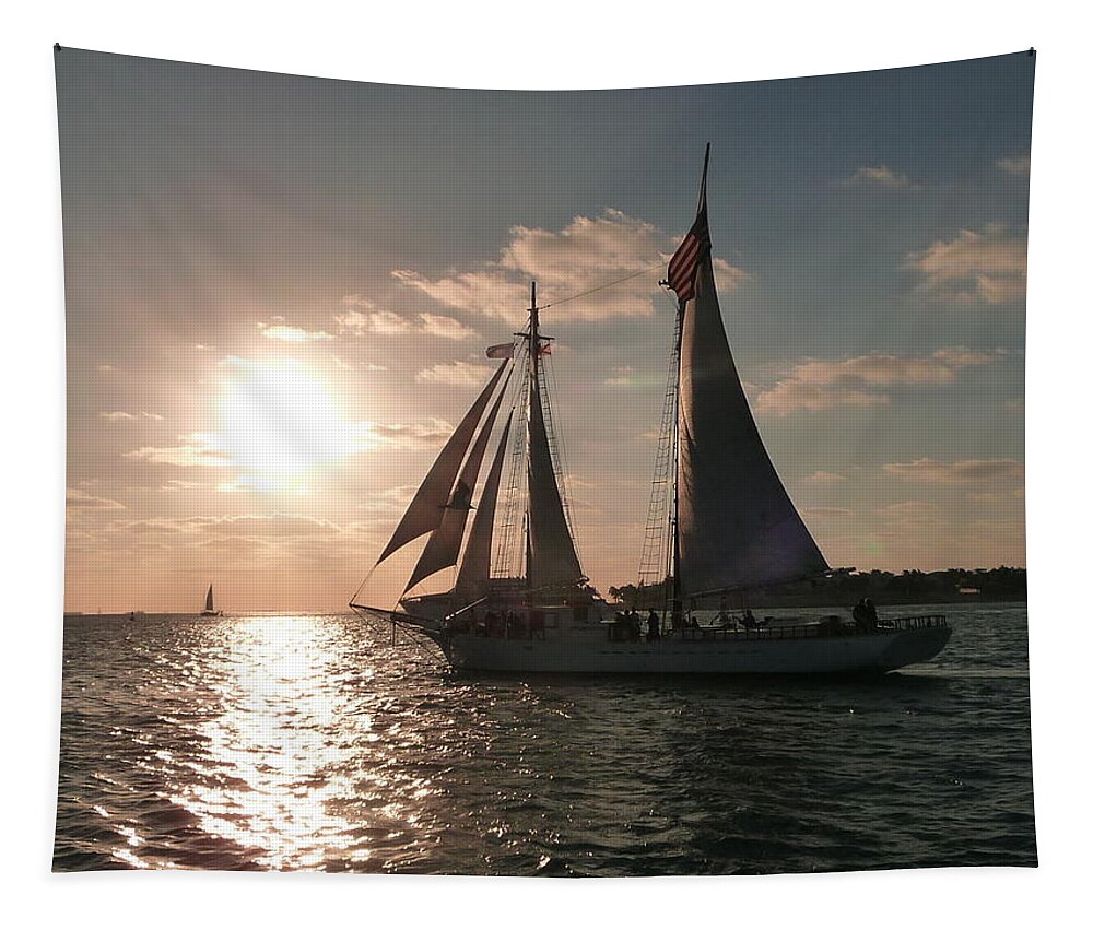 Sailboat Tapestry featuring the photograph Sailboat at Key West by Jo Sheehan