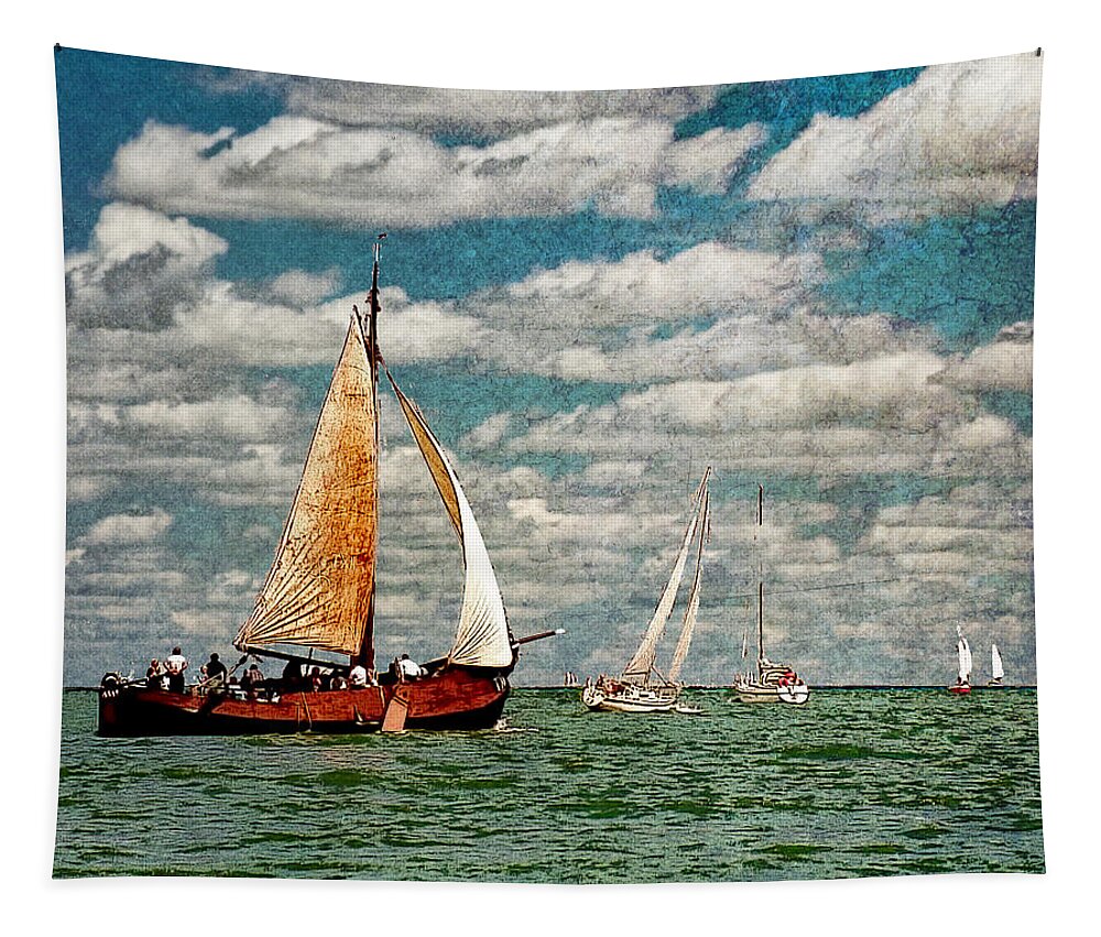 Art Tapestry featuring the photograph Sailboats in the Netherlands by the Zuiderzee by Randall Nyhof