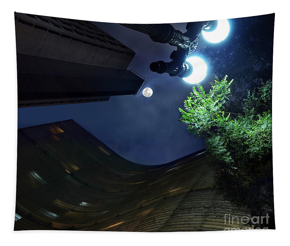 Saopaulo Tapestry featuring the photograph Copan Building and the Moonlight by Carlos Alkmin