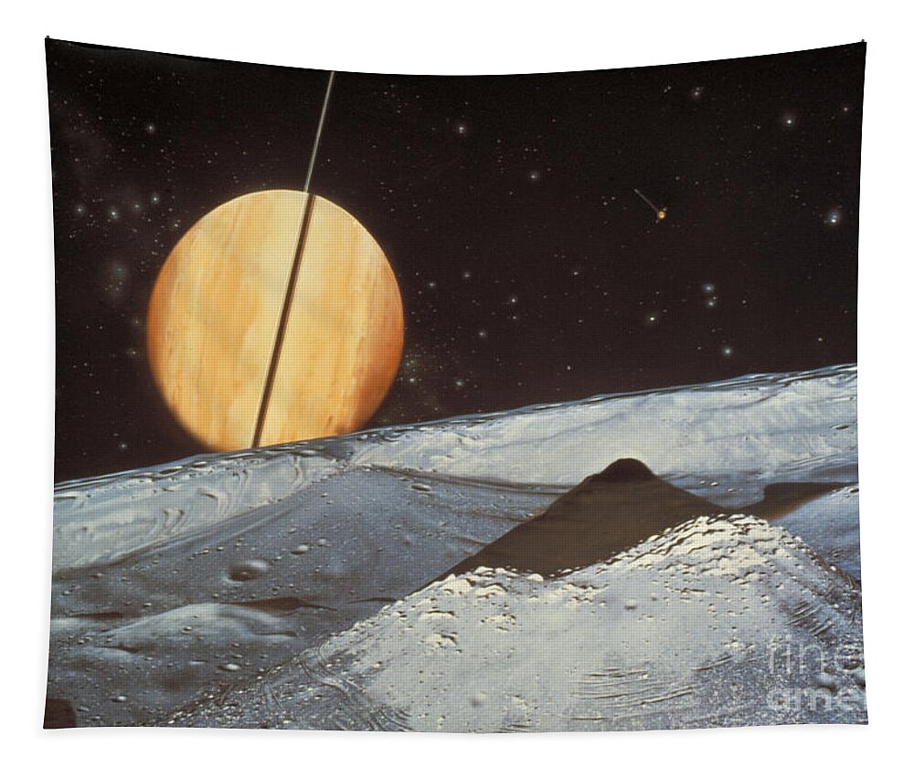 Astronomy Tapestry featuring the photograph Saturns Satellite Mimas by Nasa
