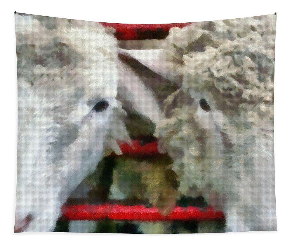 Red Tapestry featuring the photograph Sheep by Michelle Calkins