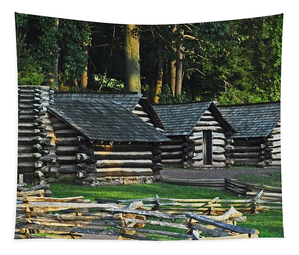 History Tapestry featuring the photograph Soldiers Quarters at Valley Forge by Cindy Manero