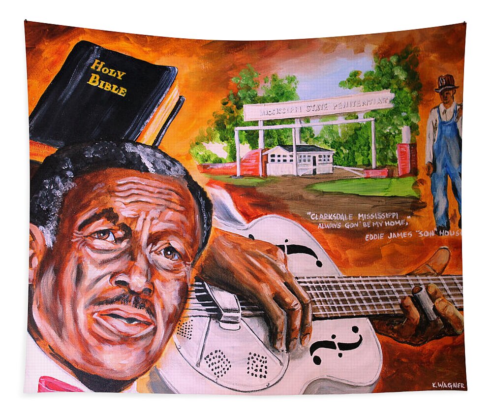 Son House Tapestry featuring the painting Son House by Karl Wagner