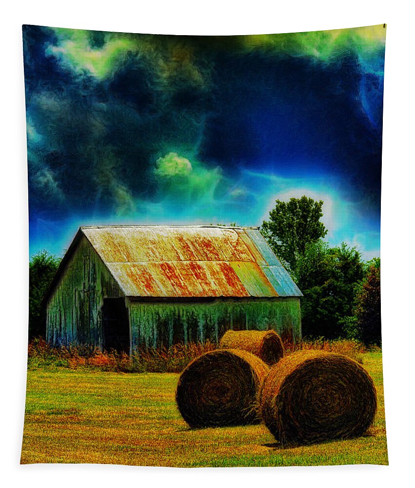 Field Tapestry featuring the photograph Spooky Hay Field by Bill and Linda Tiepelman
