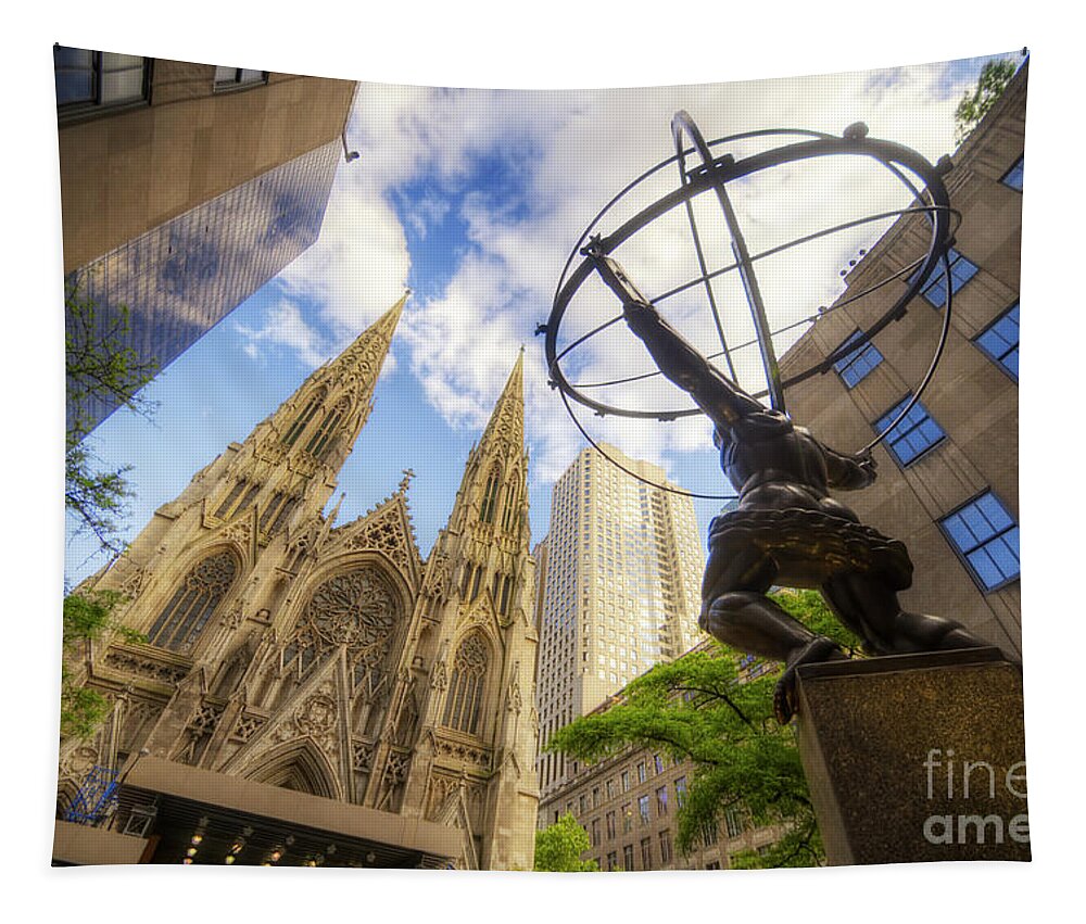 Art Tapestry featuring the photograph Statue And Spires by Yhun Suarez