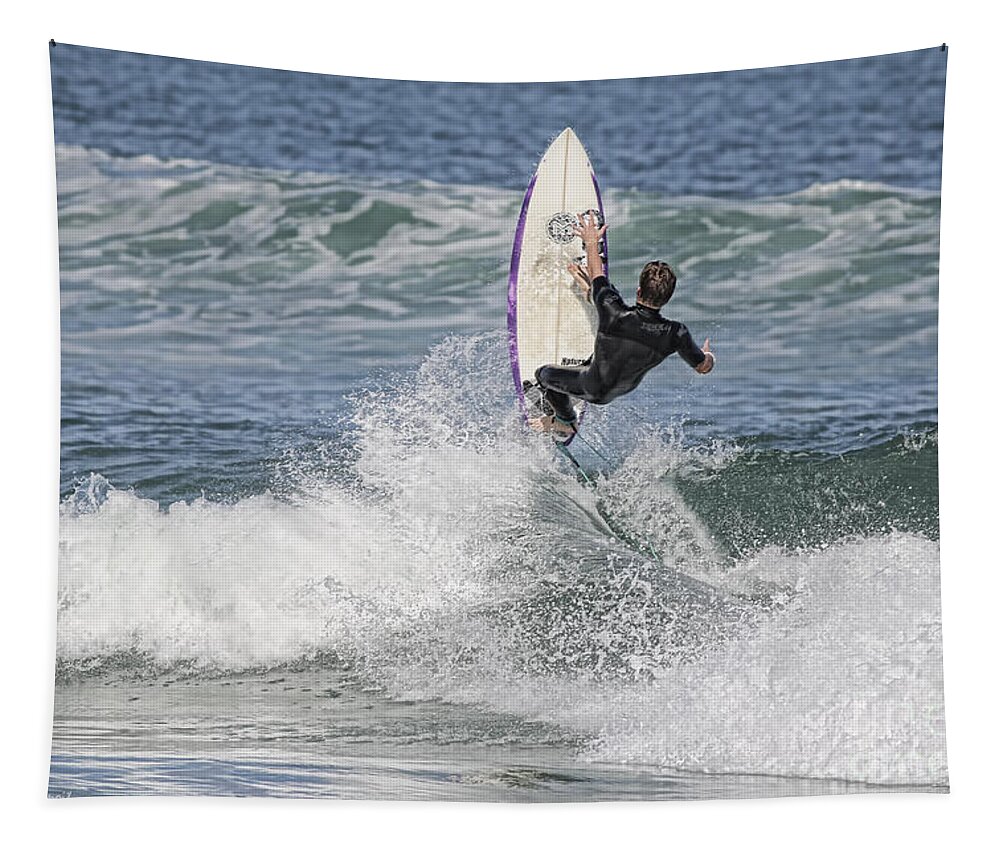 Surfer Tapestry featuring the photograph Staying On The Board by Deborah Benoit