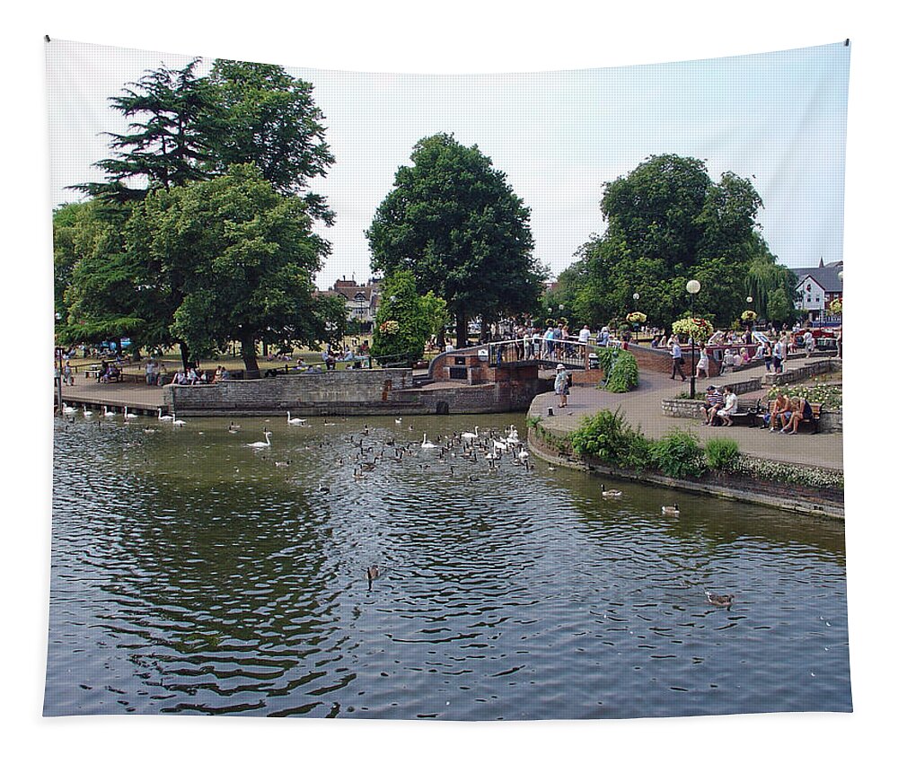 Canal Basin Tapestry featuring the photograph Stratford - River and Canal by Rod Johnson