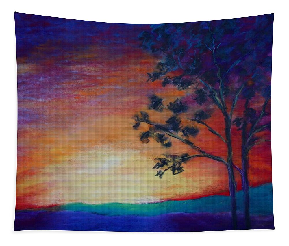 Sunset Tapestry featuring the painting Sunset Monday by Karin Eisermann