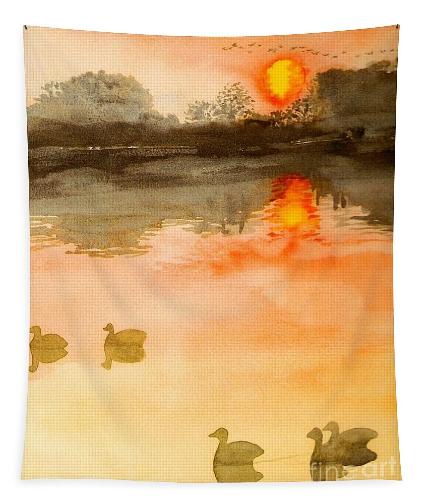 Sunset Tapestry featuring the painting Sunset Park by Deb Stroh-Larson
