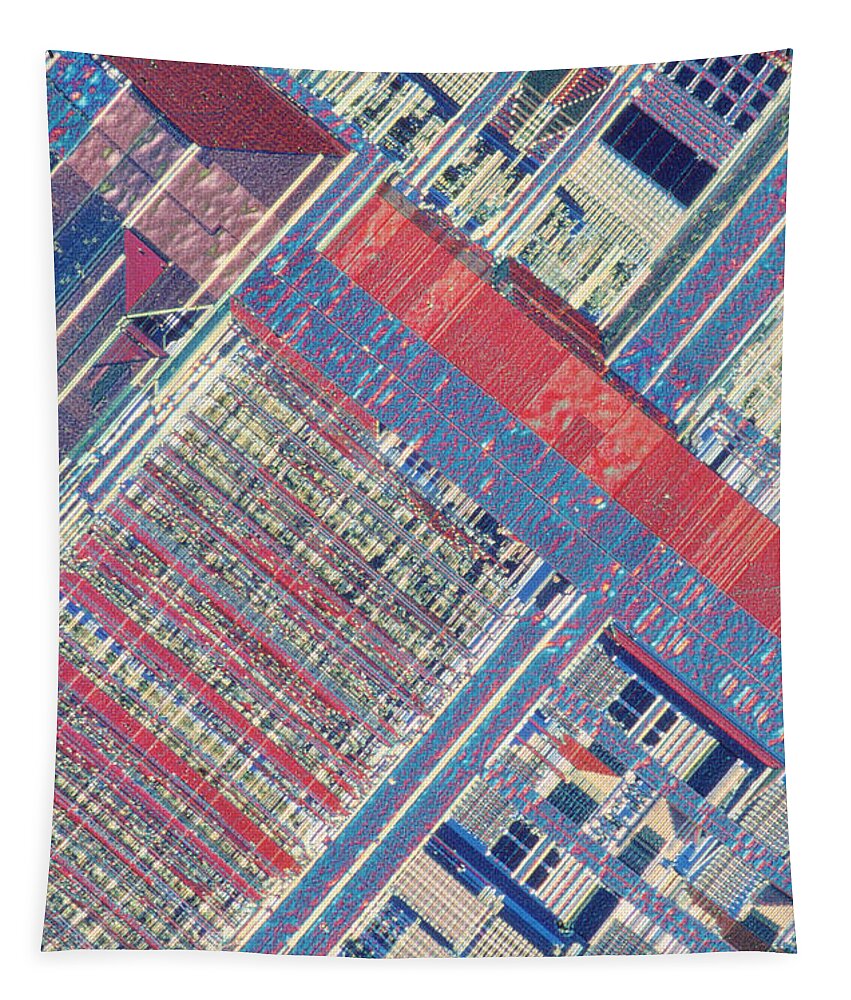 Microprocessor Tapestry featuring the photograph Surface Of Integrated Chip by Michael W. Davidson