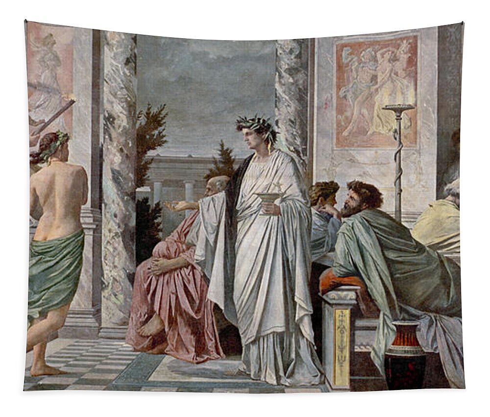 History Tapestry featuring the photograph Symposium Of Plato by Photo Researchers