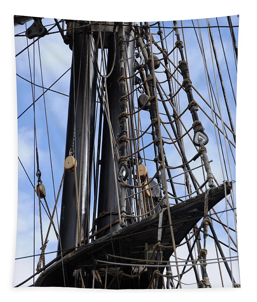 Mast Tapestry featuring the photograph Tall Ship Mast by Ronald Grogan