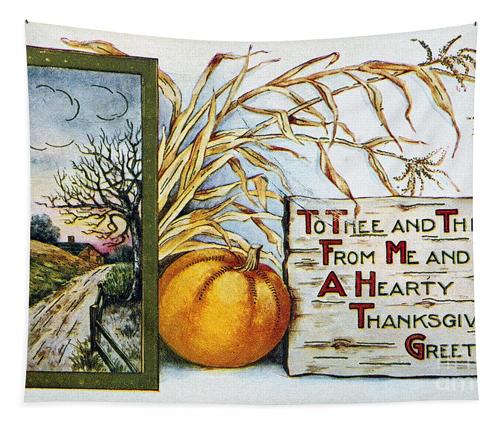 1912 Tapestry featuring the photograph Thanksgiving Card, 1912 by Granger