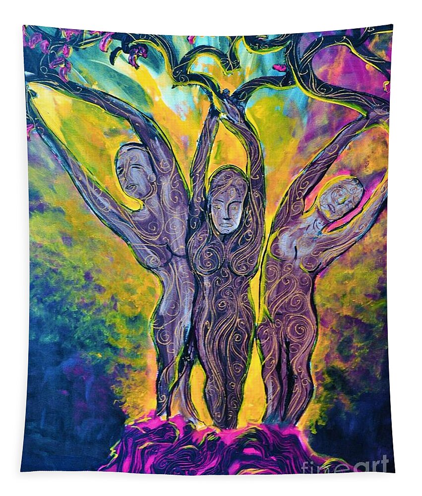Trees Tapestry featuring the painting The Ascent by Stefan Duncan