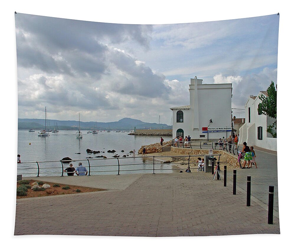 Europe Tapestry featuring the photograph The Bay at Fornells  by Rod Johnson