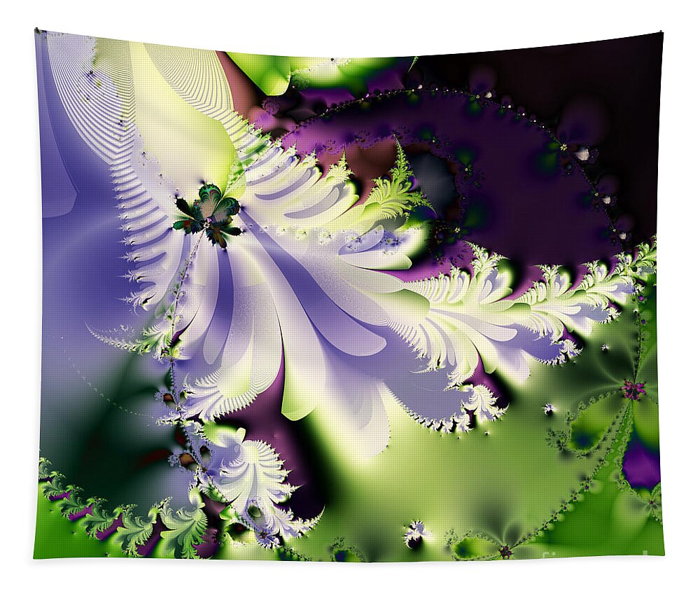 Fractal Tapestry featuring the digital art The Butterfly Effect . Version 2 . Square by Wingsdomain Art and Photography