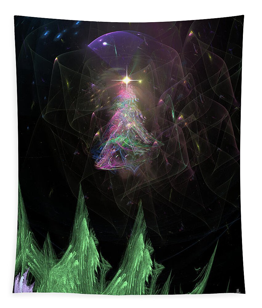 Abstract Tapestry featuring the digital art The Egregious Christmas Tree 3 by Russell Kightley