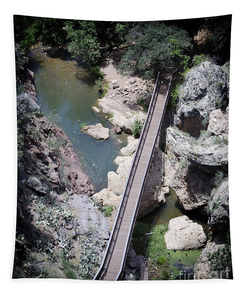 Bridge Tapestry featuring the photograph The Foot Bridge by Donna Greene