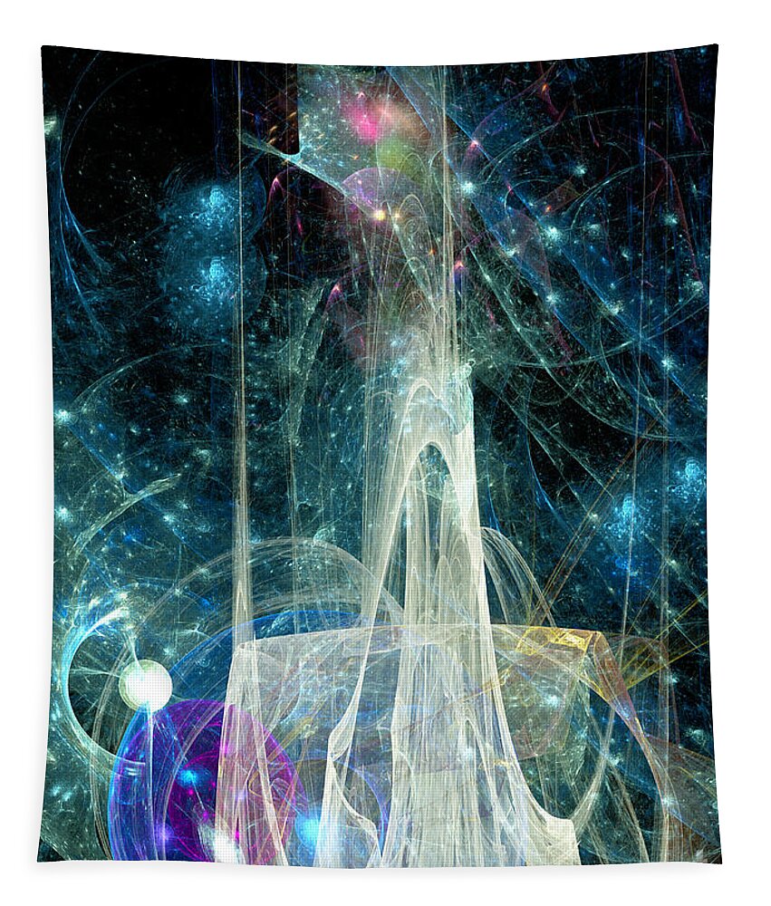 Abstract Tapestry featuring the digital art The Ice Castle 1 by Russell Kightley