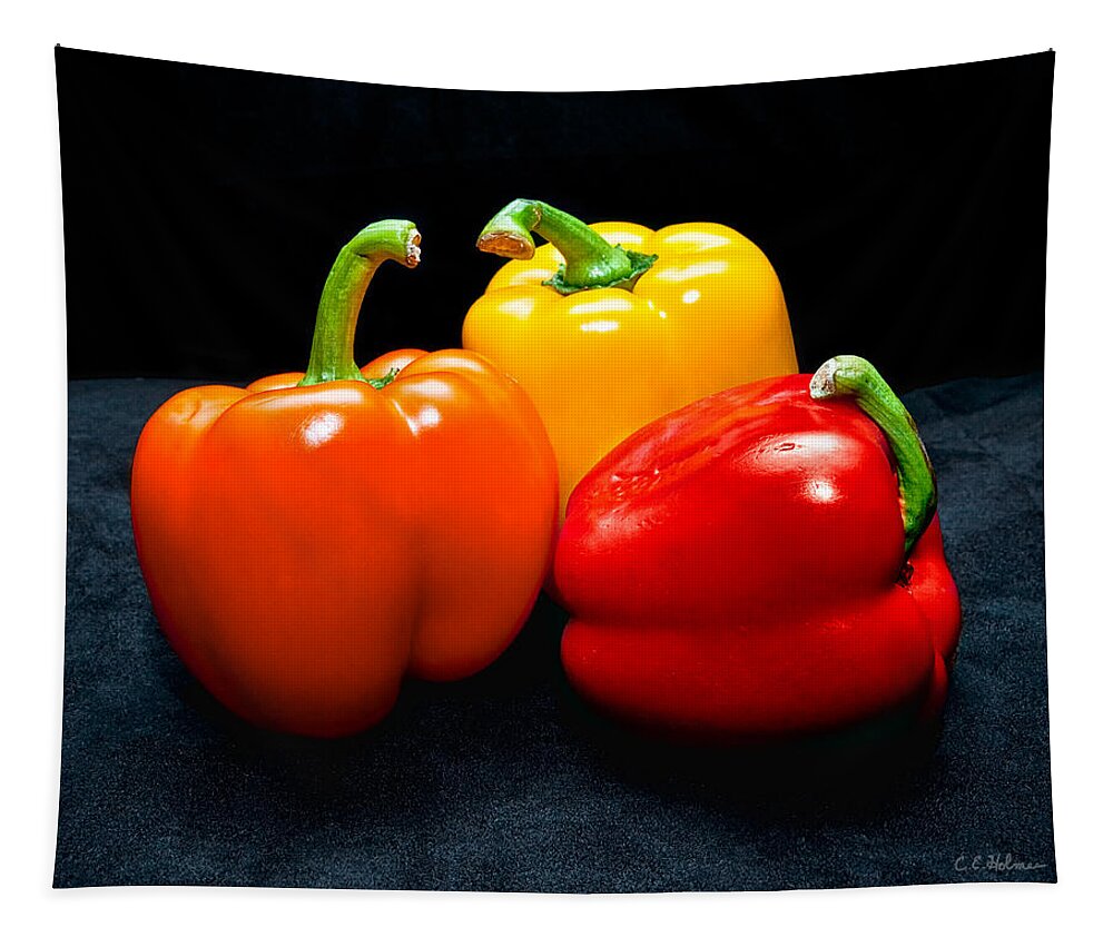 Vegetable Tapestry featuring the photograph The Three Peppers by Christopher Holmes