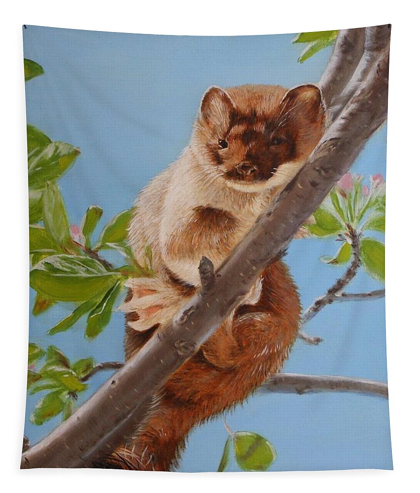 Weasel Tapestry featuring the painting The Weasel by Tammy Taylor