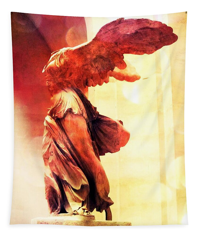 The Winged Victory Tapestry featuring the photograph The Winged Victory by Marianna Mills