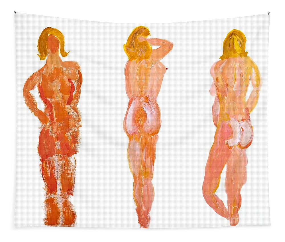 Naked Tapestry featuring the painting Three Naked Ladies by Simon Bratt