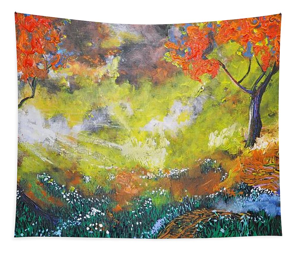 Morning Tapestry featuring the painting Through The Myst by Stefan Duncan