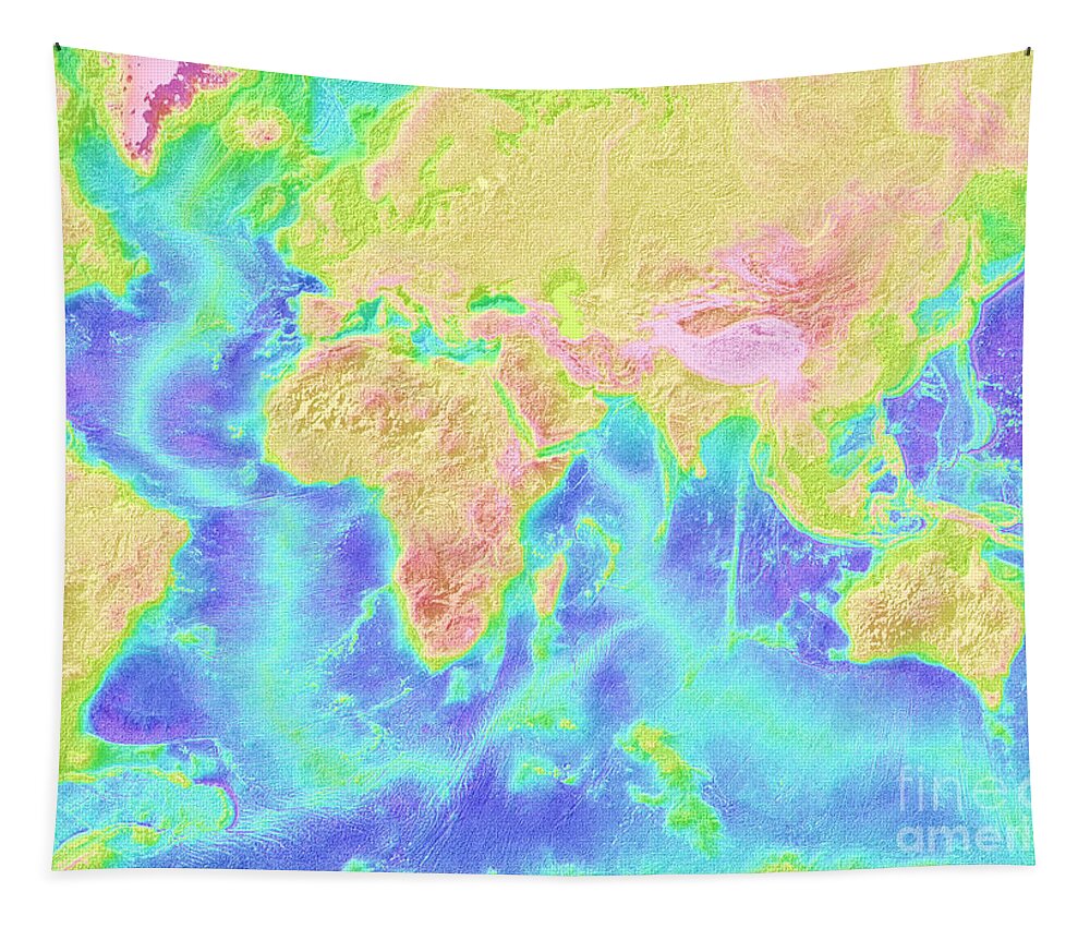 Science Tapestry featuring the photograph Topography Of The Atlantic And Indian by Science Source